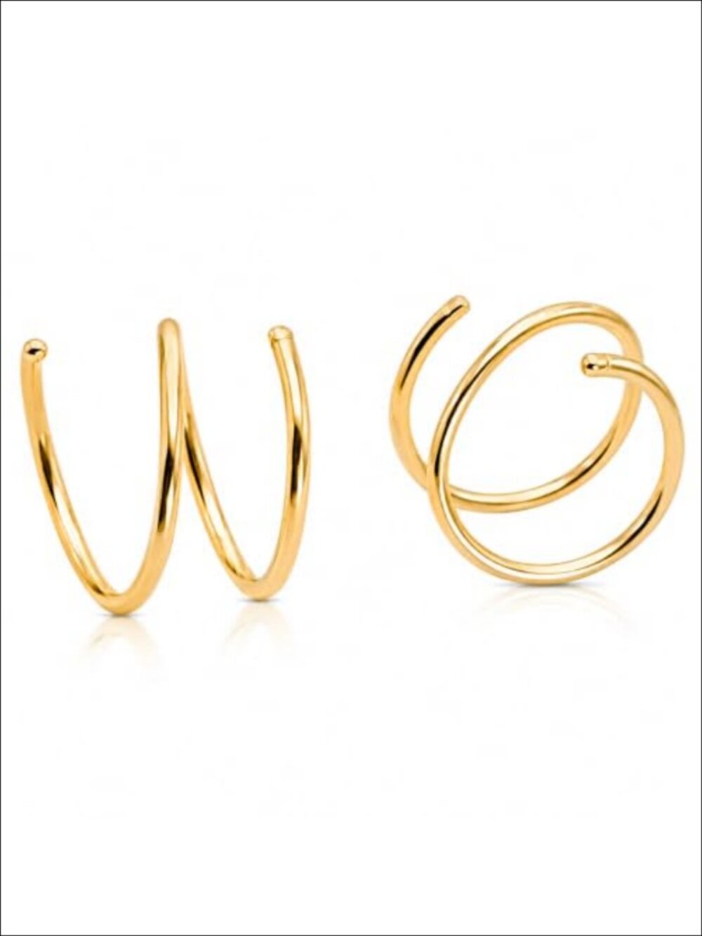 14K Gold Filled Double Hoop Twist Earrings 8mm Spiral Huggie Illusion